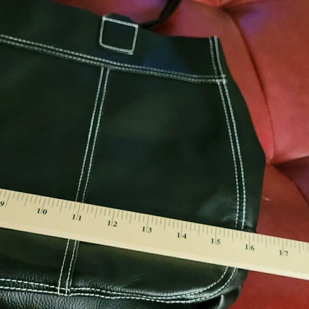 Lancome saddle stitched black purse - Picture 7 of 9